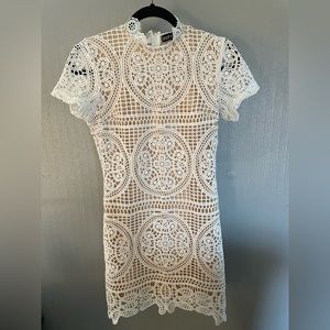 White lace Boohoo dress